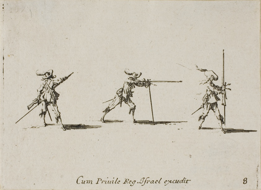 Taking the Firing Position with the Musket, plate eight from The Military Exercises by Jacques Callot