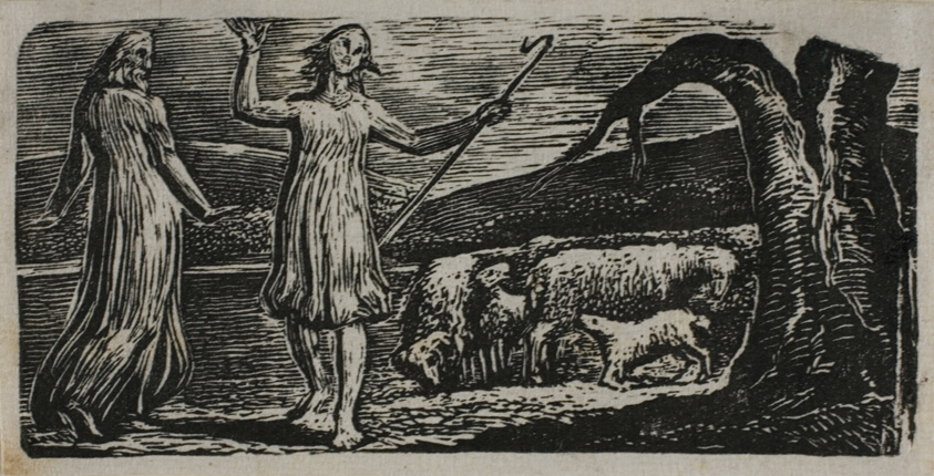Colinet Departs in Sorrow: Riven Trunk at Right, from The Pastorals of Virgil by William Blake