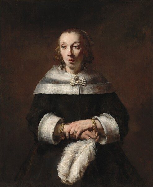 Portrait of a Lady with an Ostrich-Feather Fan by Rembrandt van Rijn