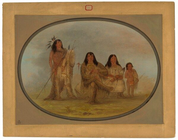 A Blackfoot Chief, His Wife, and a Medicine Man by George Catlin