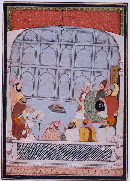 A group of men seated around a brazier by Unknown artist