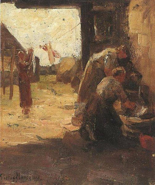 Women doing the wash by Piet Mondrian