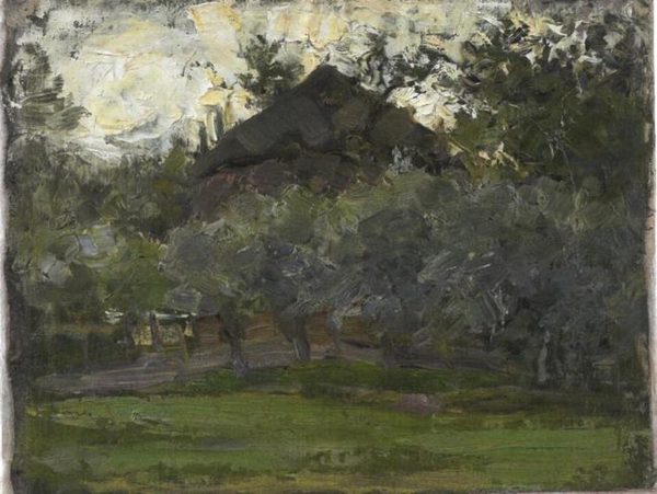 Haystack behind trees by Piet Mondrian